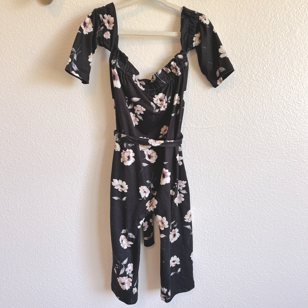 Black Floral Back-Tie Jumper 2T